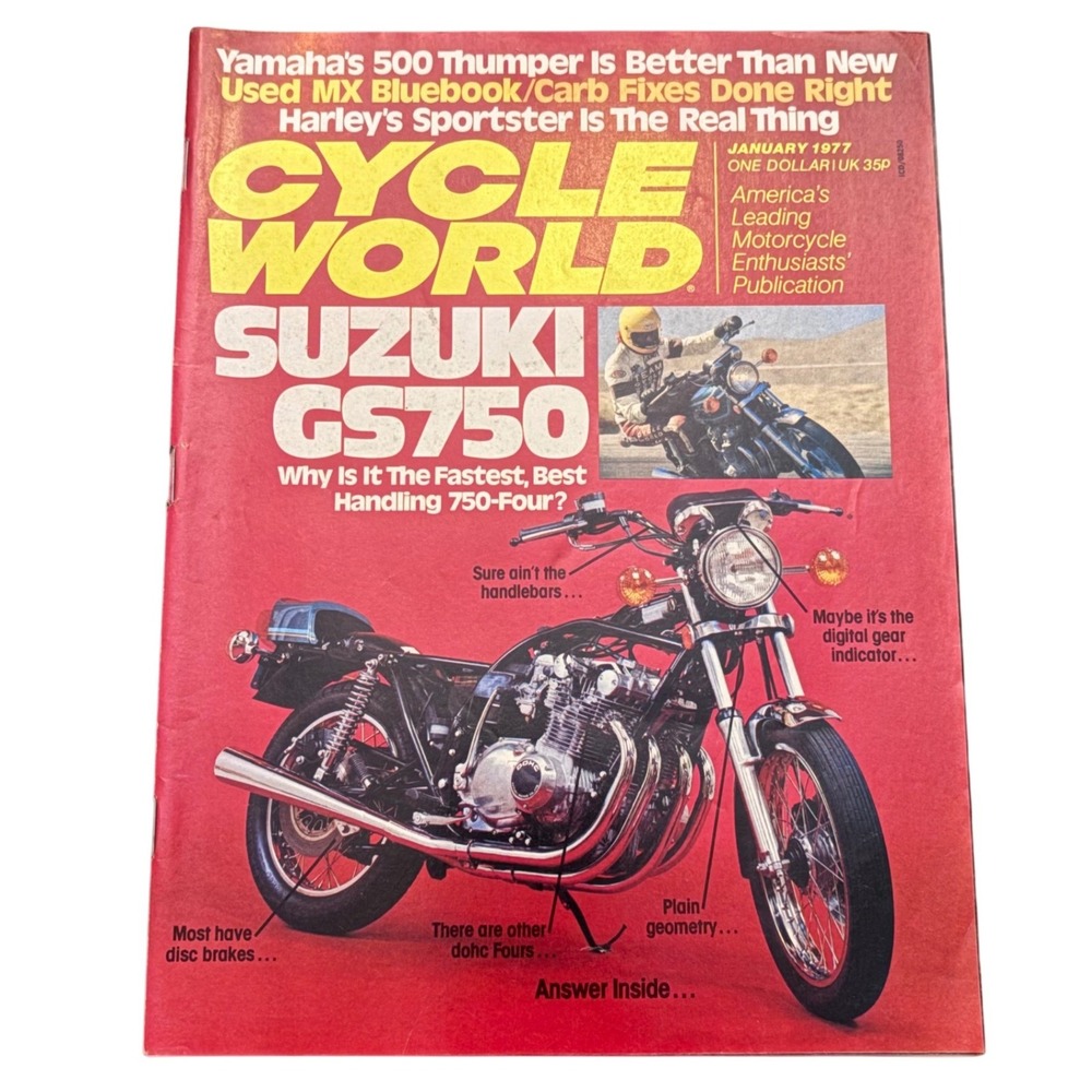 Cycle World Magazine January‎ 1977 Suzuki GS750 Yamaha XT500D Harley Sportster